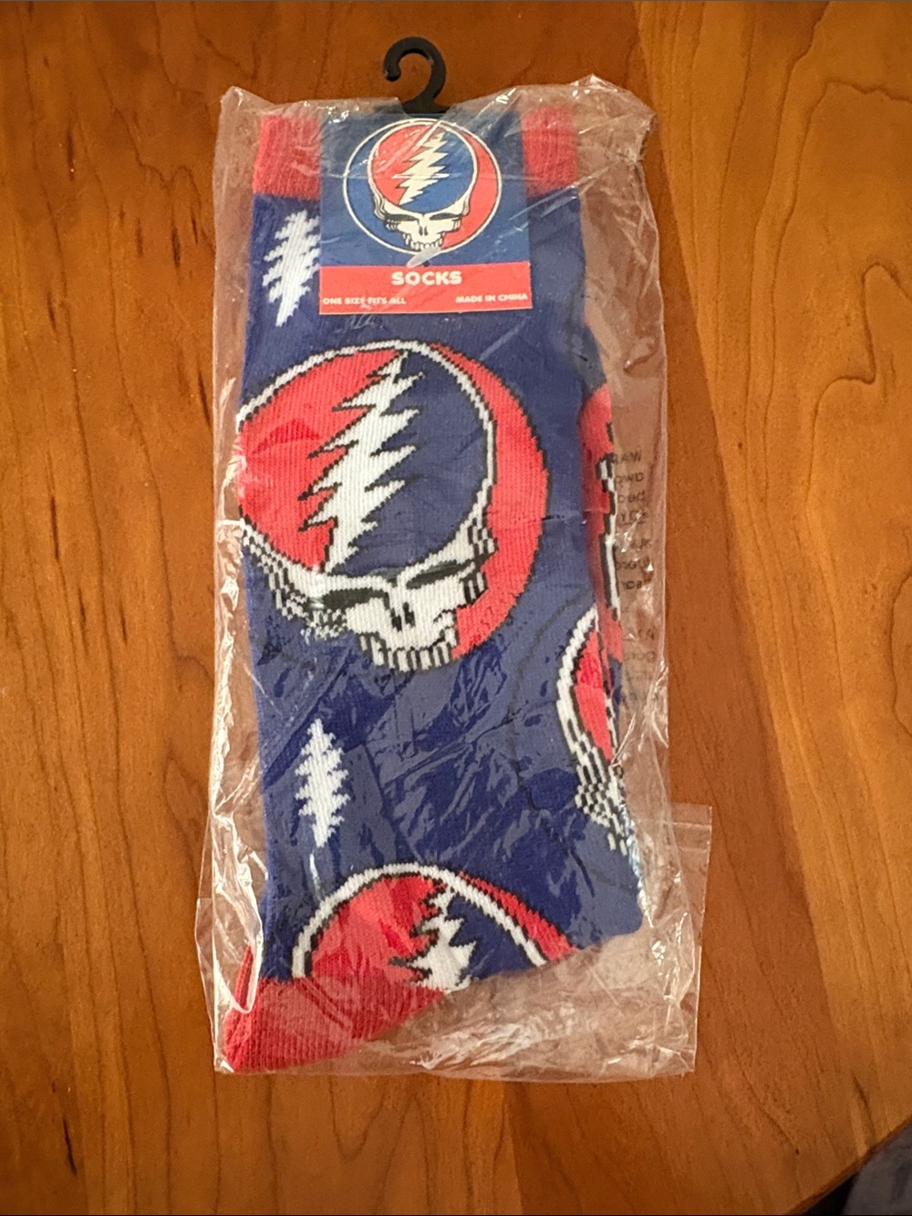 Grateful Dead Blue and Red Steal Your Face Crew Socks by Ripple Junction
